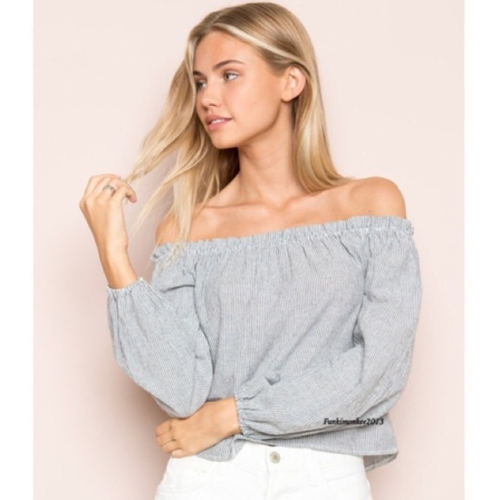 Brandy Melville Striped Off The Shoulder Top